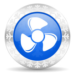 fan blue icon, christmas button