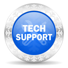 technical support blue icon, christmas button