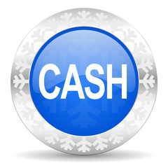 cash blue icon, christmas button