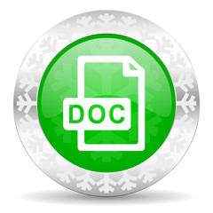 doc file green icon, christmas button