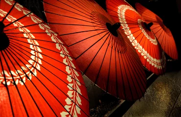 Foto auf Acrylglas Japan Rote Sonnenschirme