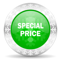 special price green icon, christmas button