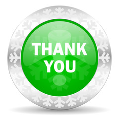 thank you green icon, christmas button