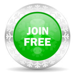 join free green icon, christmas button