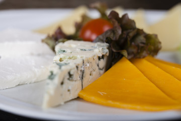 Cheese plate with cherry tomato