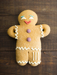 Cookie men on wooden table