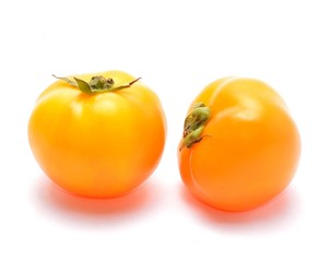 Orange tomatoes isolated on white background