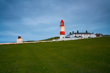 Fototapeta na wymiar Souter lighthouse on the coast of Tyne and Wear, UK.