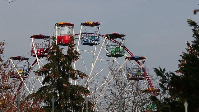 Ferris wheel in the park in autumn in Minsk