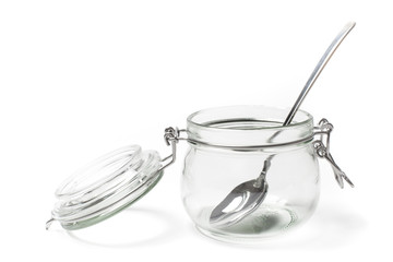 Empty Jar and Spoon with Clipping Path
