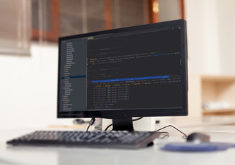 back end source codes on computer monitor