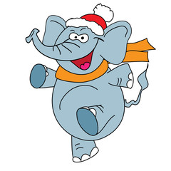 Funny elephant vector character on a white background.
