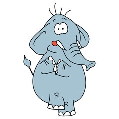 Funny elephant vector character on a white background.