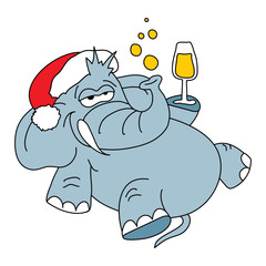 Funny elephant vector character on a white background.