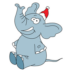 Funny elephant vector character on a white background.