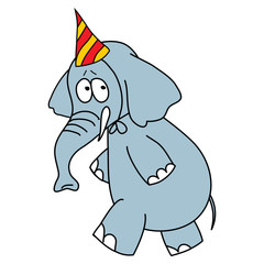 Funny elephant vector character on a white background.
