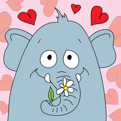 Funny elephant vector character on a white background.