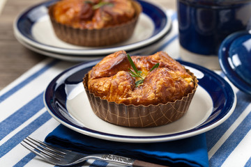 Good Breakfast. Baked Egg Souffle. Selective focus.