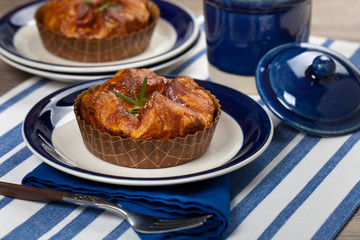 Good Breakfast. Baked Egg Souffle. Selective focus.