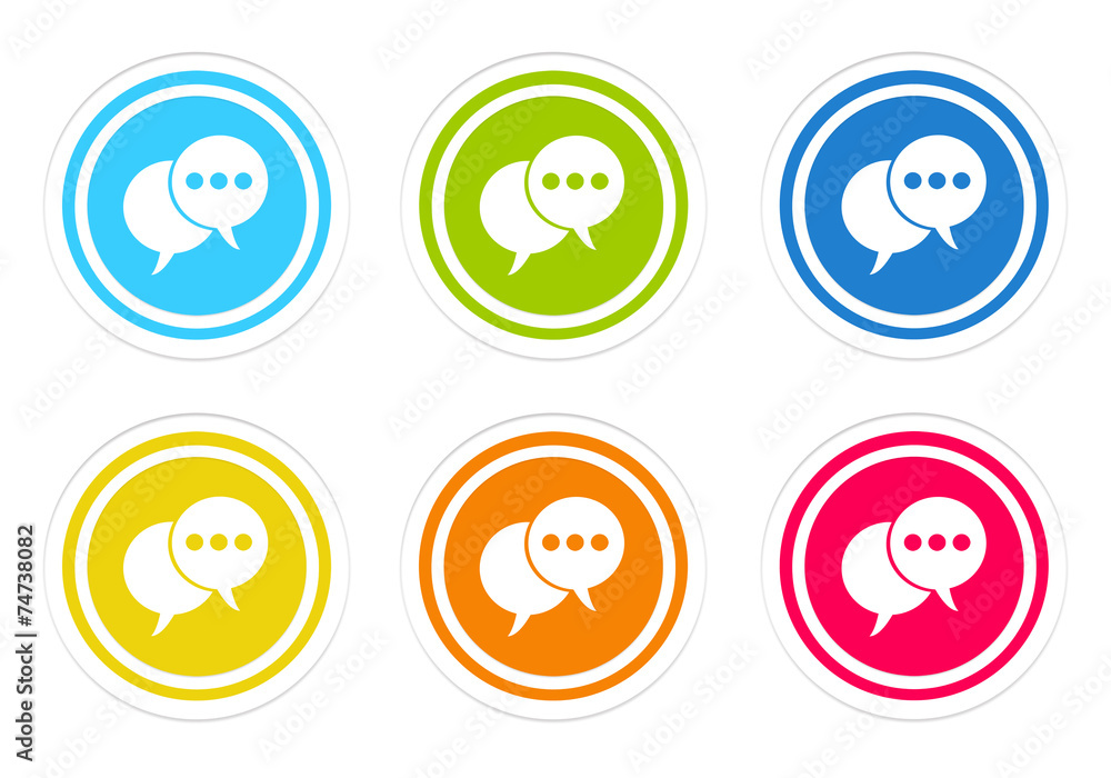 Poster set of rounded colorful buttons with bubble speeches symbol