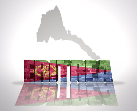Word Eritrea on a map background