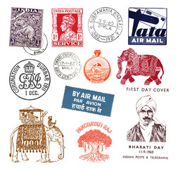 Briefmarken und Poststempel aus Indien