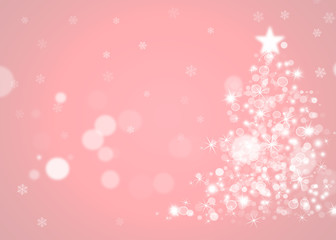 Fototapeta na wymiar Christmas tree with defocused lights. Red background