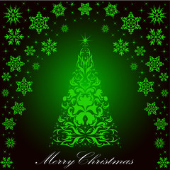 Christmas card with a Christmas tree . vector