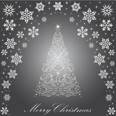 Christmas card with a Christmas tree . vector