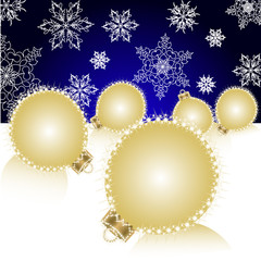 Fototapeta na wymiar Christmas ball on Falling Snowflakes background. Vector