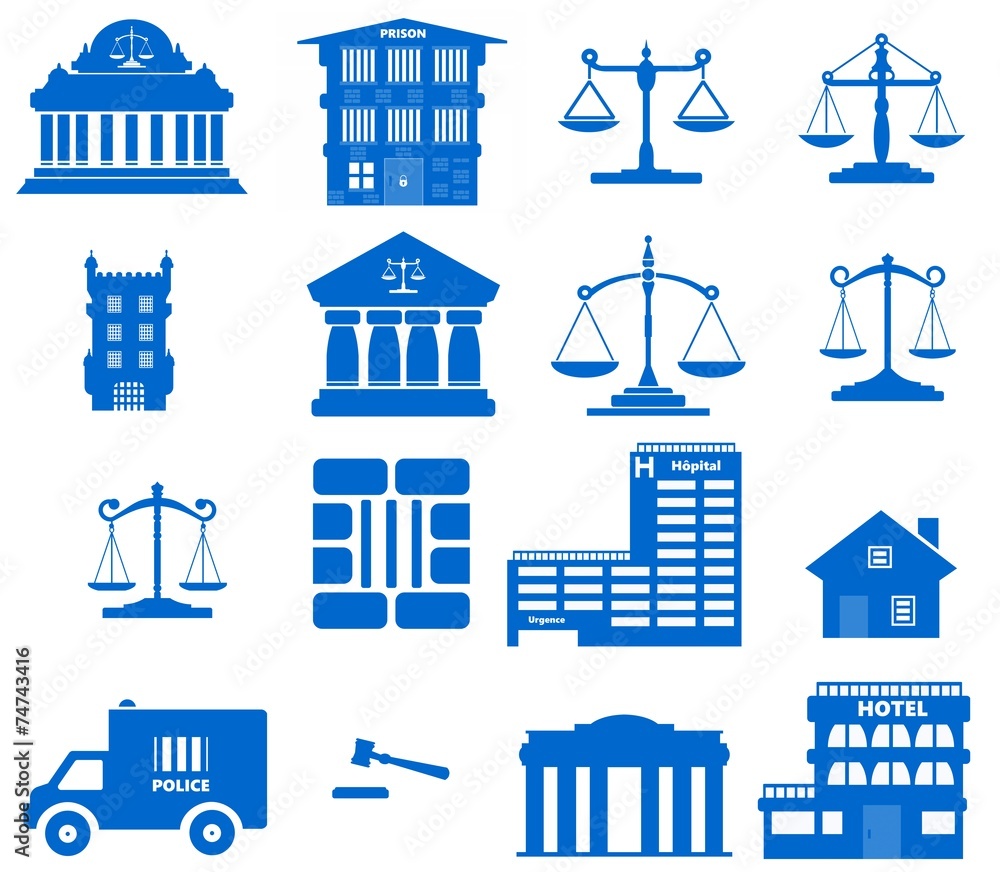 Sticker Justice, prison, logement en 16 icônes