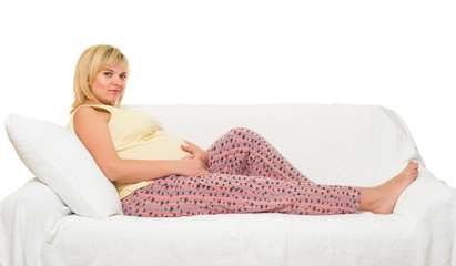 pregnant woman on sofa