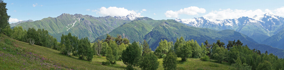 Naklejka premium Kaukasus bei Mestia, Swanetien, Georgien, Europa
