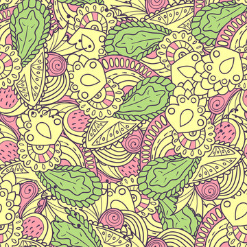 Hand drawn spring seamless pattern