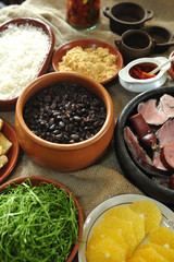 feijoada, black beans and meat stew, Brazilian cuisine