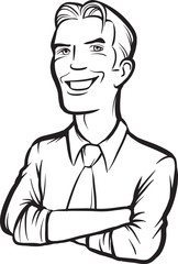 whiteboard drawing - smiling businessman mascot