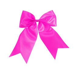 Pink satin Ribbon bow Isolated on white