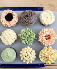 Colorful cupcakes in party
