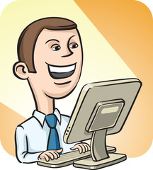 Businessman and Desktop Computer