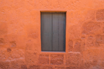 wooden window in Santa Catalina monastery Arequipa Peru