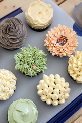 Colorful cupcakes in party
