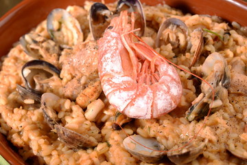 PAN POTTERY WITH RICE AND FISH