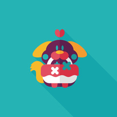 wedding flower dog flat icon with long shadow,eps10