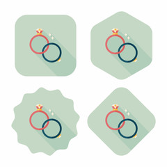 Propose couple diamond ring flat icon with long shadow,eps10