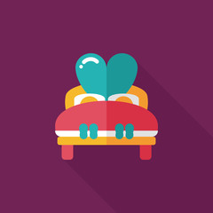 wedding couple bed flat icon with long shadow,eps10