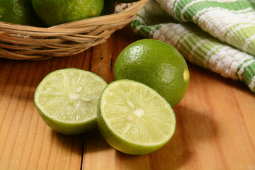 Fototapeta na wymiar Fresh sliced key limes
