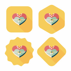 wedding bride dress shaped box of cookies flat icon with long sh