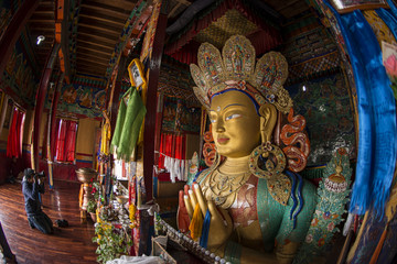 The statue of Maitreya Buddha at Thiksey Monastery