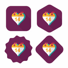 Valentine's Day February fourteen flat icon with long shadow,eps