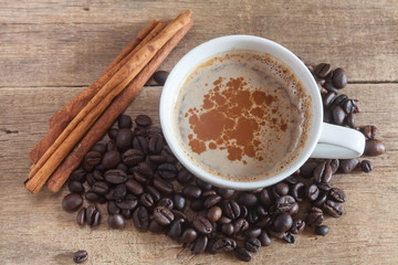 coffee cup and coffee beans